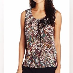 Kasper- Multicolor Patterned Sleeveless Blouse Size L‎